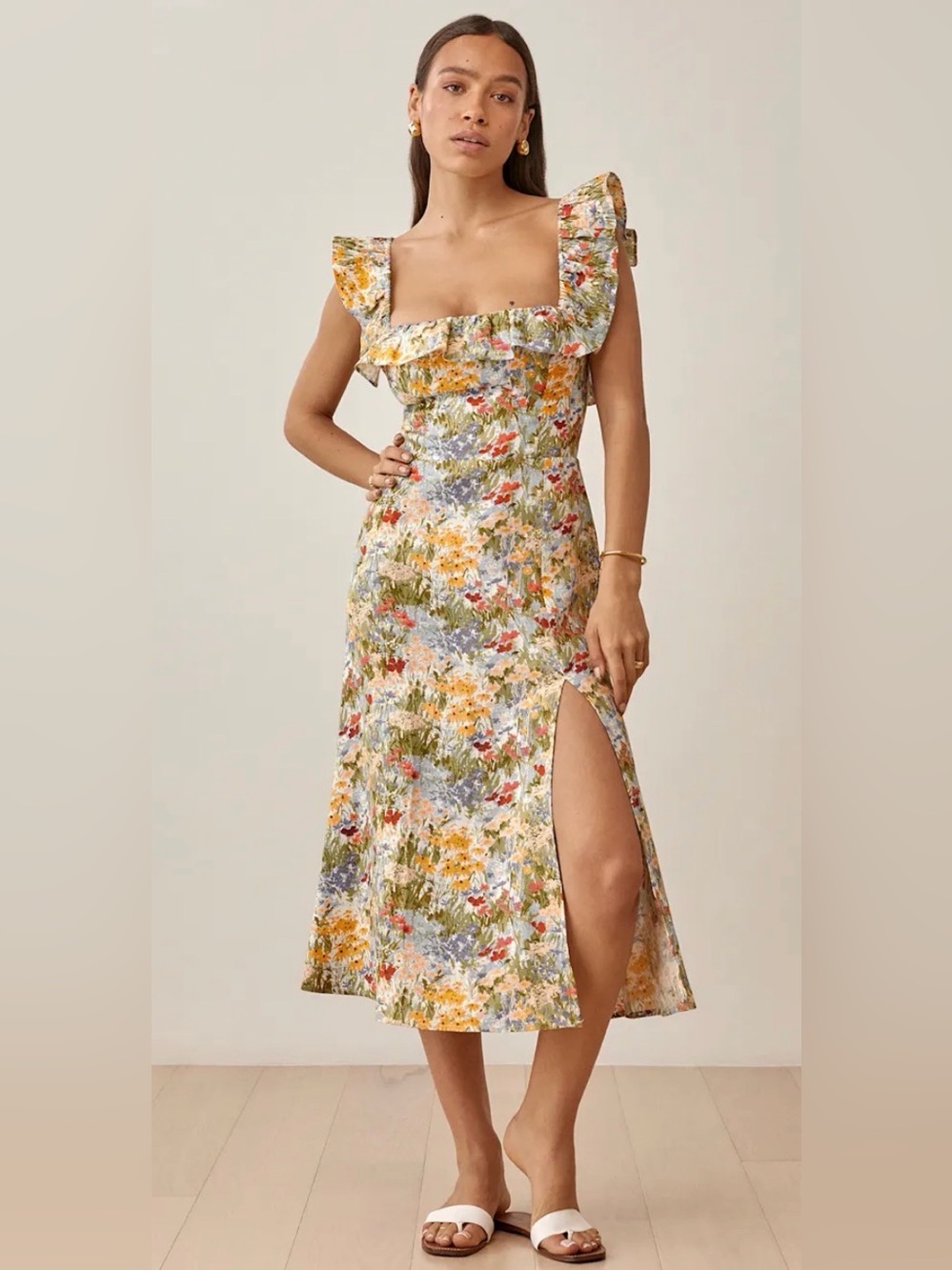 Reformation Amethyst Linen Midi Dress